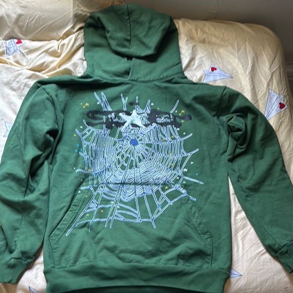 Sp5der Hunter green web hoodie